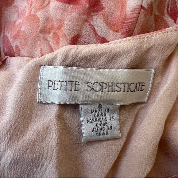 PETITE SOPHISTICATE Fairycore Vintage 90s Y2K Pink Floral 100% Silk dress Size 8 - Picture 8 of 9